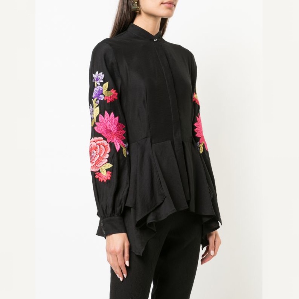 Josie Natori Embroidered Floral Tunic Top - Picture 2 of 9